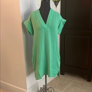 Oliphant Green V-Neck Women's Dress